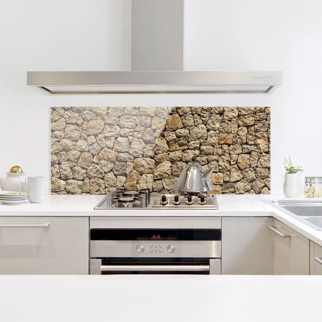Painel anti-salpicos de cozinha imitação pedra Old Wall Of Paving Stone