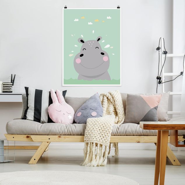 Posters animais The Happiest Hippo
