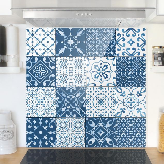 decoraçao cozinha Tile Pattern Mix Blue White