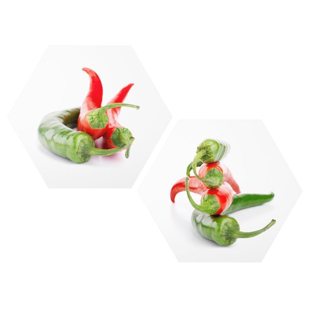 quadros decorativos verde Red and green peppers