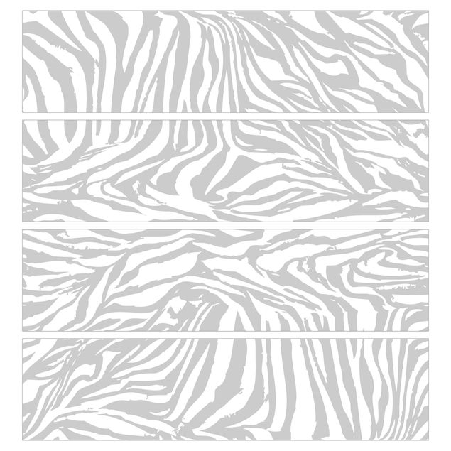 Papel autocolante para móveis Cómoda Malm Zebra Design Light Grey Stripe Pattern