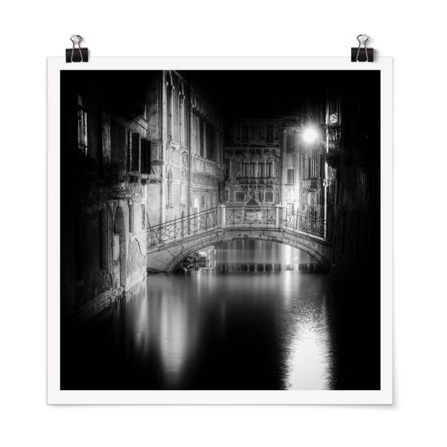 poster preto e branco Bridge Venice
