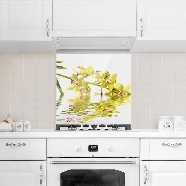 Painel anti-salpicos de cozinha flores Elegant Orchid Waters