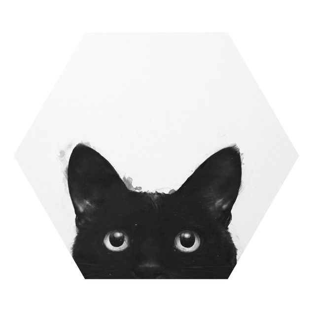 quadro animal Illustration Black Cat On White Painting