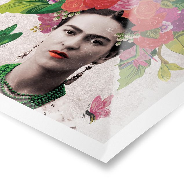Quadros vermelhos Frida Kahlo - Flower Portrait