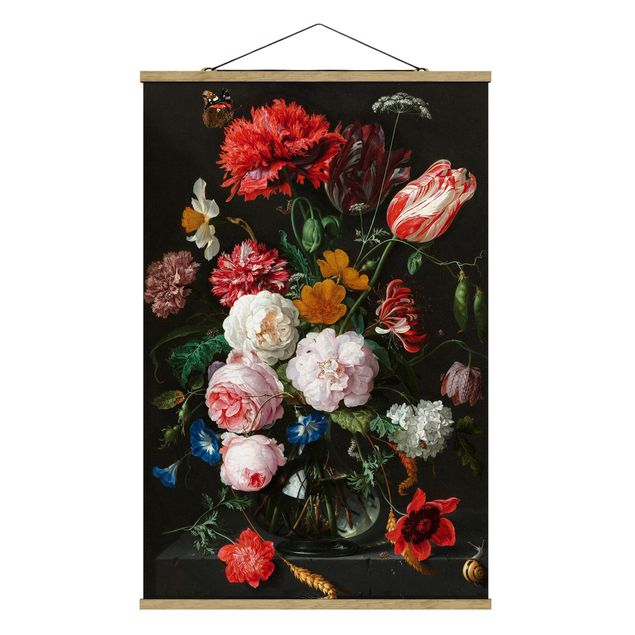 quadros flores Jan Davidsz De Heem - Still Life With Flowers In A Glass Vase