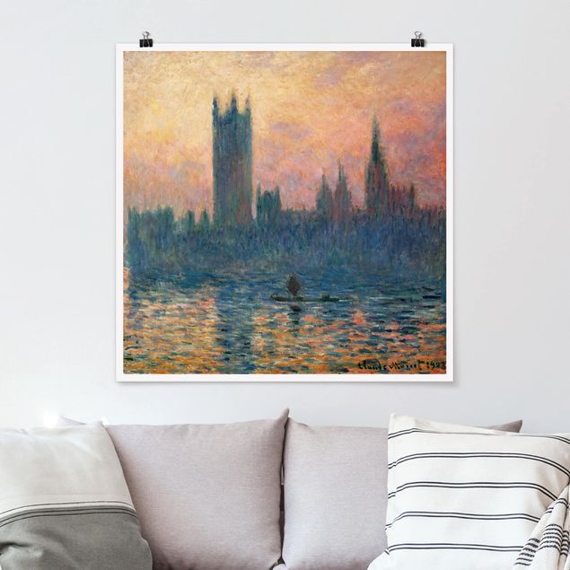 Quadros movimento artístico Impressionismo Claude Monet - London Sunset