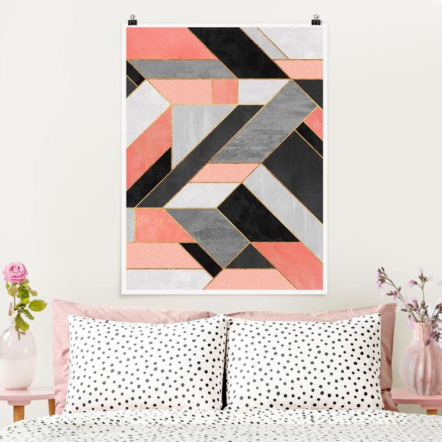 Posters quadros famosos Geometry Pink And Gold