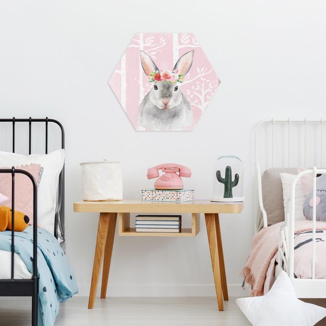 Quadros modernos Watercolor Bunny Pink