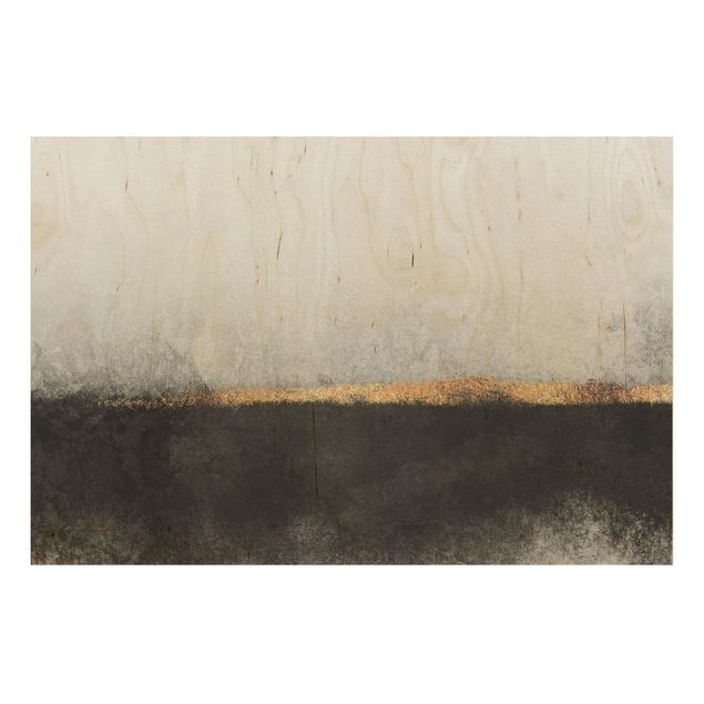quadros para parede Abstract Golden Horizon Black And White
