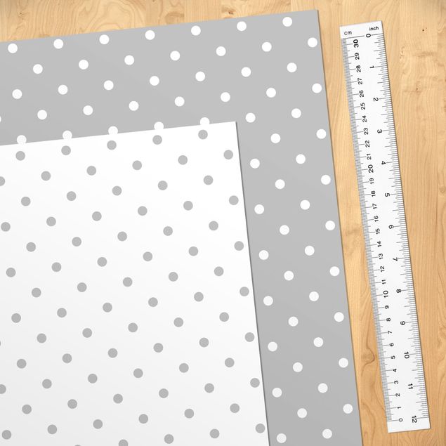 Papel autocolante para móveis em cinza Dotted Pattern Set In Grey And White
