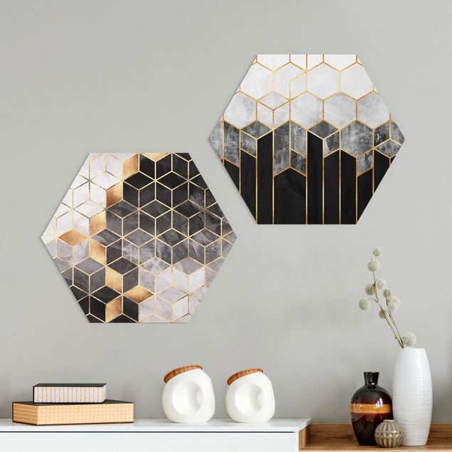 decoraçao para parede de cozinha Golden Geometry Watercolour Set