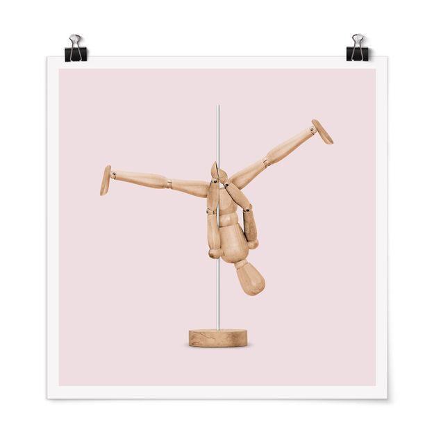 poster retro Pole Dance With Wooden Figure