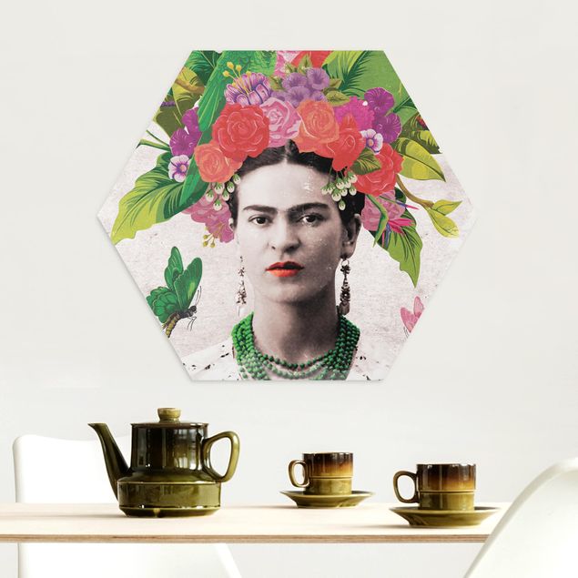 quadro de borboletas Frida Kahlo - Flower Portrait