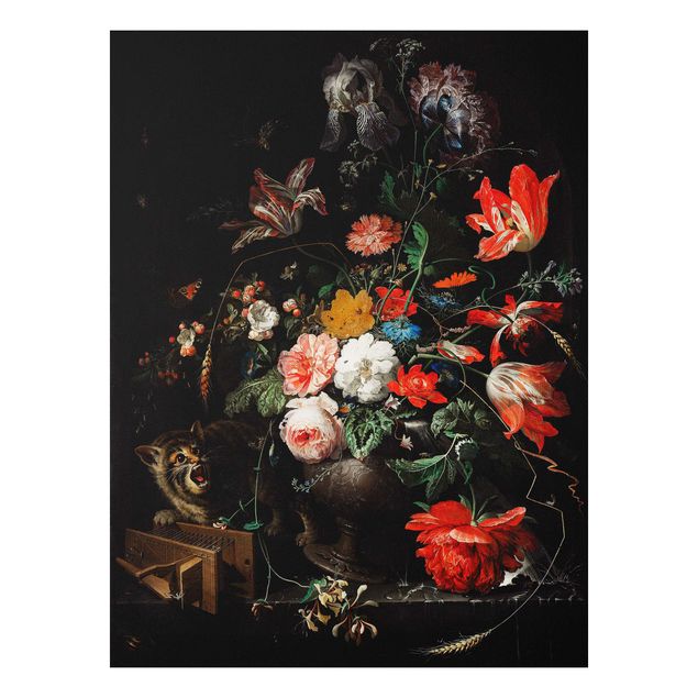 Quadros gatos Abraham Mignon - The Overturned Bouquet