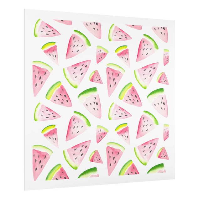 Painel antisalpicos Watercolour Melon Pieces With Frame
