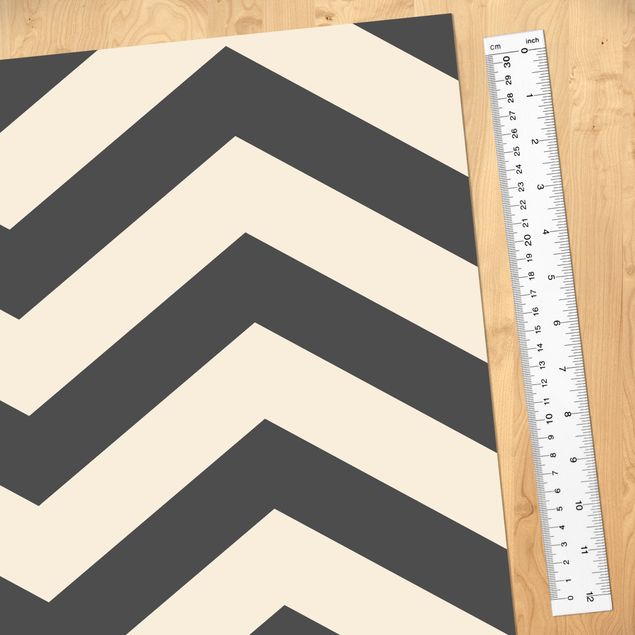 Papel autocolante para móveis armários Zigzag Stripe Pattern Cream Anthracite