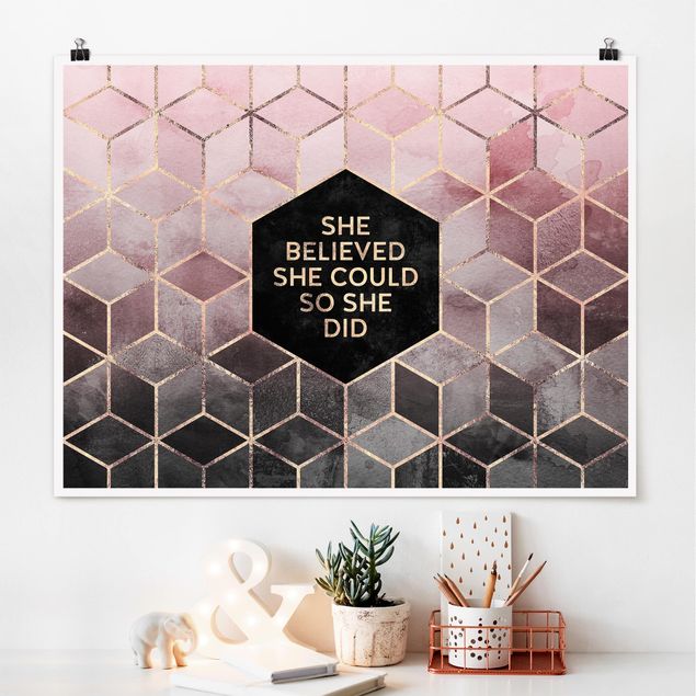 Posters quadros famosos She Believed She Could Rosé Gold