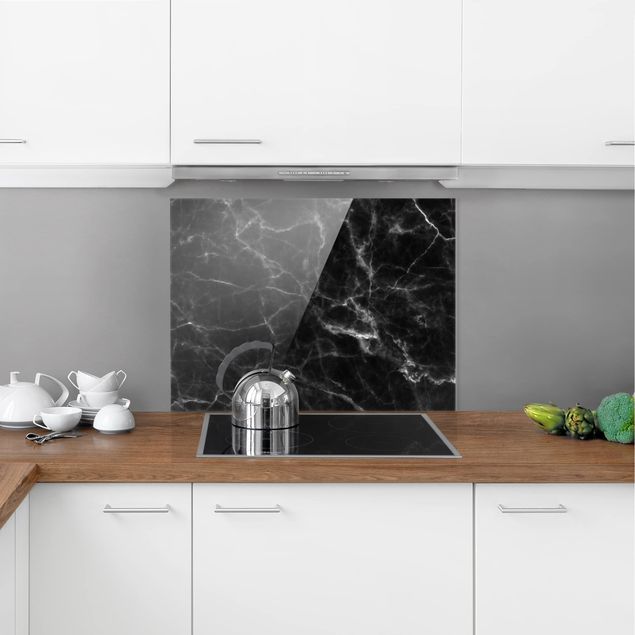 Painel anti-salpicos de cozinha imitação pedra Nero Carrara