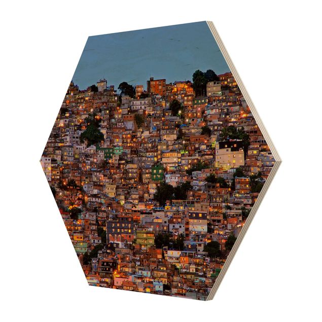 Quadros hexagonais Rio De Janeiro Favela Sunset