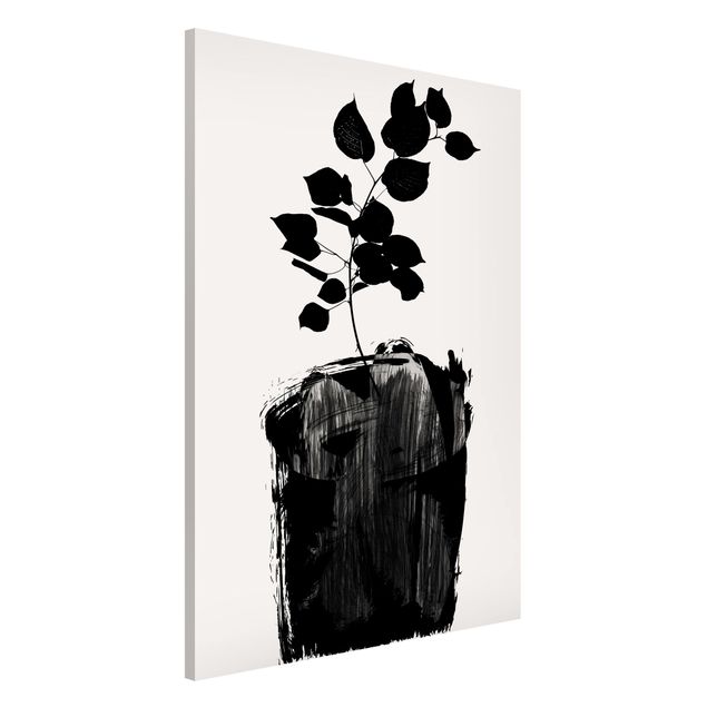 decoraçao para parede de cozinha Graphical Plant World - Black Leaves