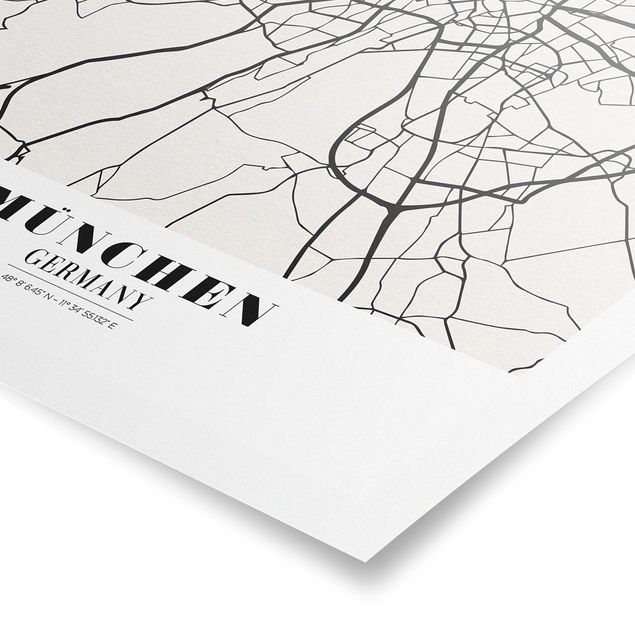 Quadros preto e branco Munich City Map - Classic