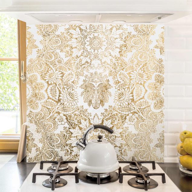 decoraçao para parede de cozinha Antique Baroque Wallpaper In Gold
