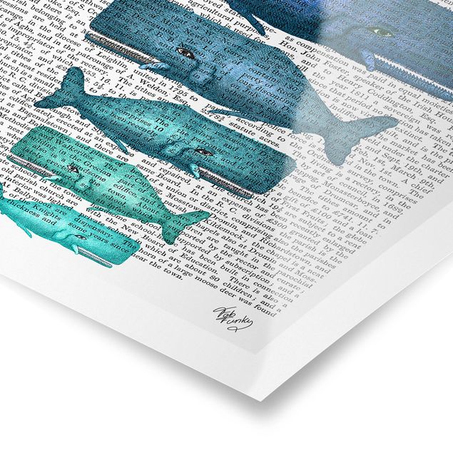 decoração quadros Animal Reading - Whale Family