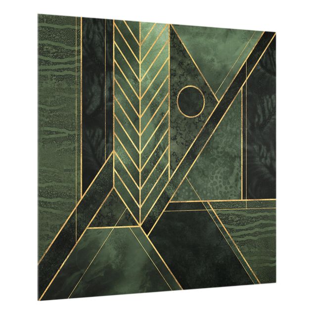 Painel antisalpicos Geometric Shapes Emerald Gold