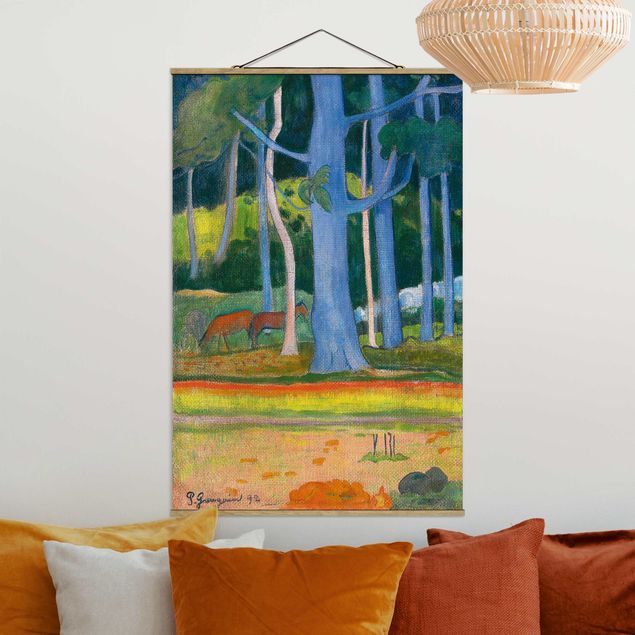 decoraçao para parede de cozinha Paul Gauguin - Landscape with blue Tree Trunks