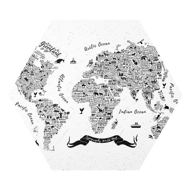 Quadros forex Typography World Map White