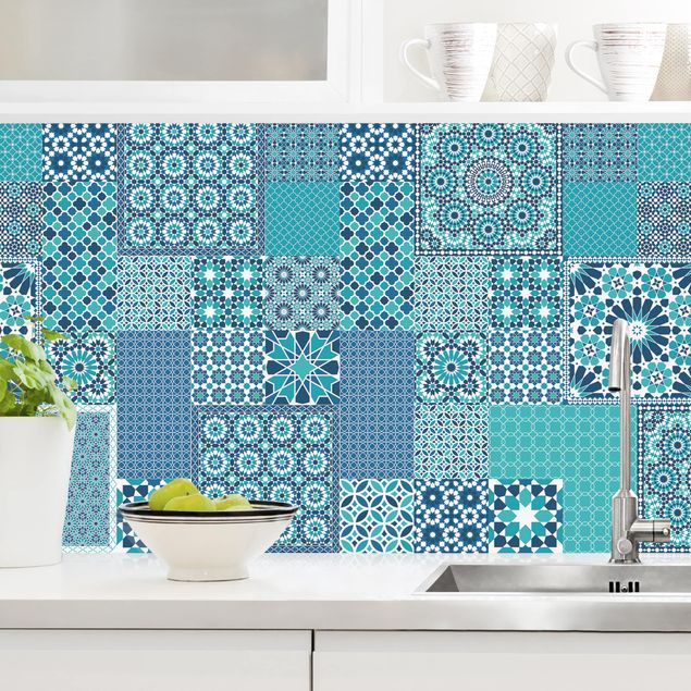 decoraçao cozinha Moroccan Mosaic Tiles Turquoise Blue
