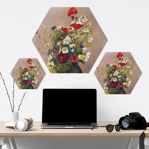 Réplicas de quadros famosos para decoração Odilon Redon - Flower Vase with Poppies
