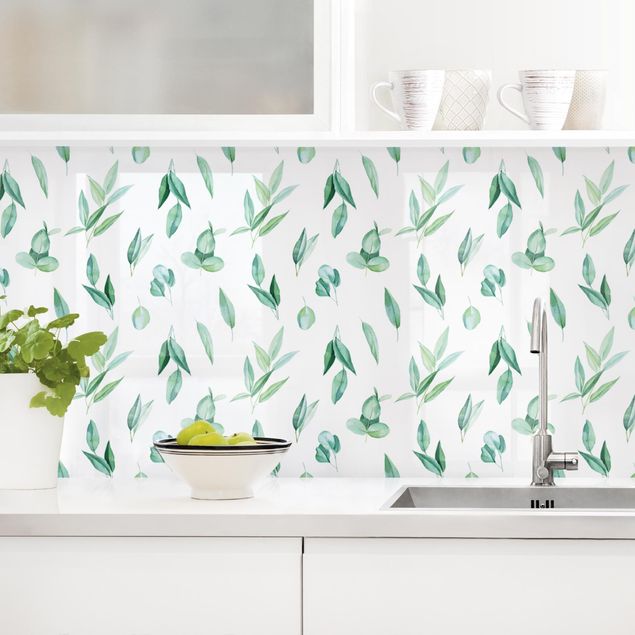 decoraçao cozinha Watercolour Eucalyptus Branches Pattern