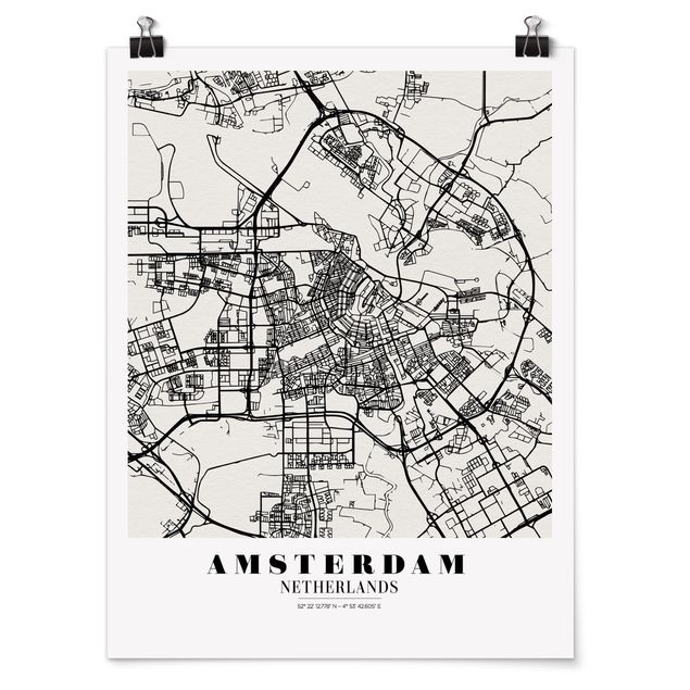 Posters frases Amsterdam City Map - Classic