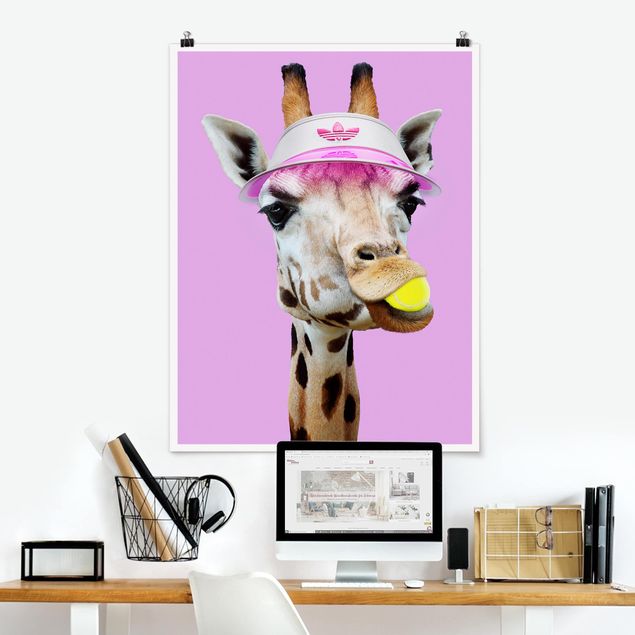 decoraçao para parede de cozinha Giraffe Playing Tennis