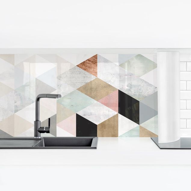 revestimento parede cozinha Watercolour Mosaic With Triangles I