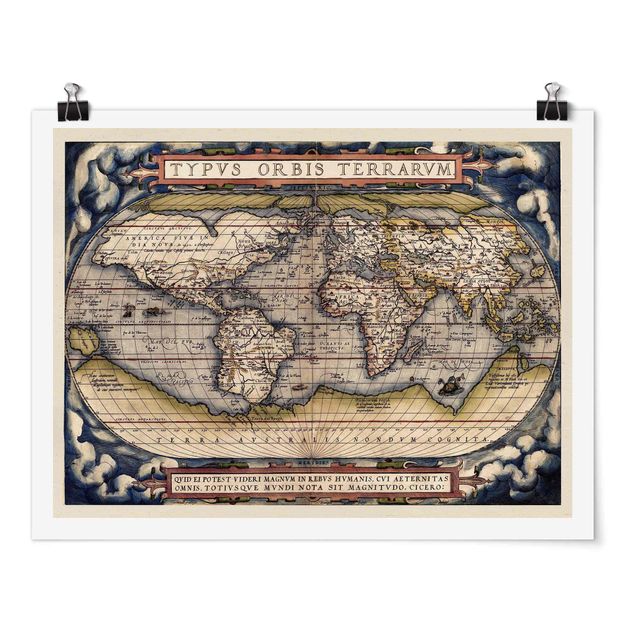 quadro mapa mundo Historic World Map Typus Orbis Terrarum