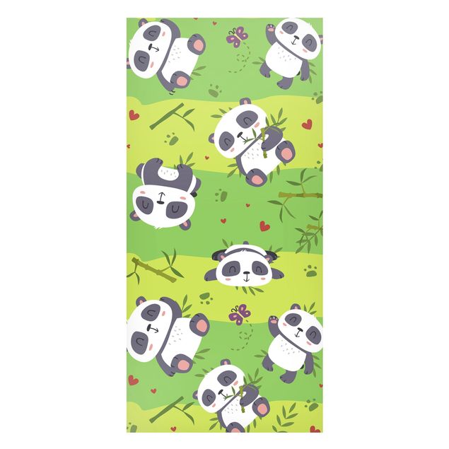 decoração para quartos infantis Cute Panda On Green Meadow