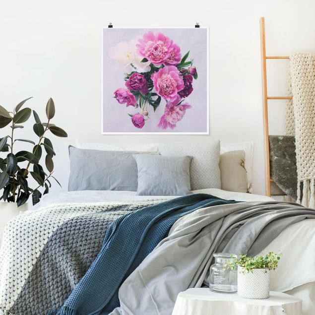 Posters flores Peonies Shabby Pink White