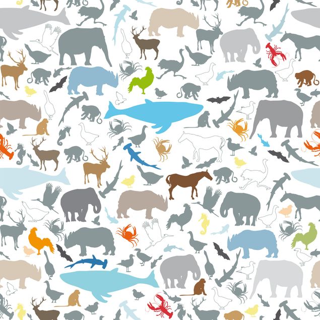 Papel autocolante para móveis mesas Learning Pattern For Children With Different Animals