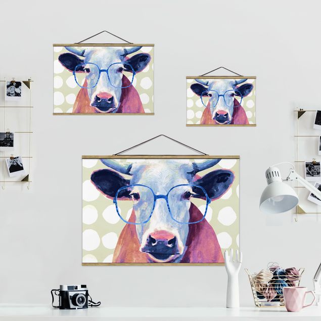 Quadros em tecido Animals With Glasses - Cow