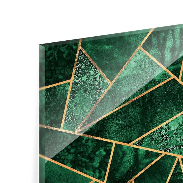 Painel anti-salpicos de cozinha Dark Emerald With Gold
