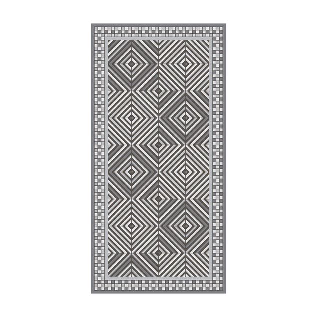 Tapetes imitação azulejos Geometrical Tiles Vortex Grey With Narrow Mosaic Frame