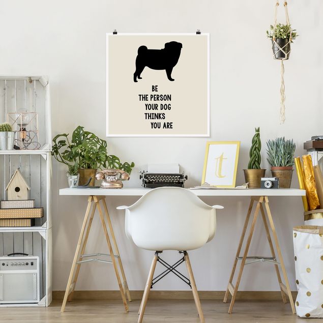 Posters em preto e branco Thinking Pug