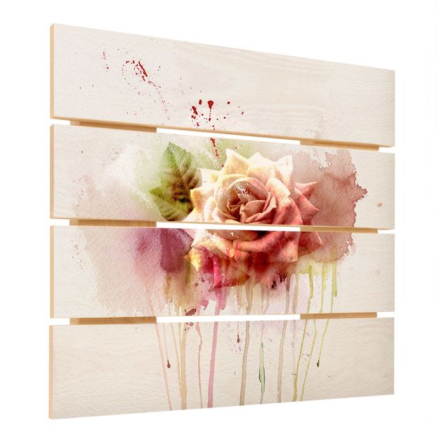Quadros em madeira Watercolour Rose