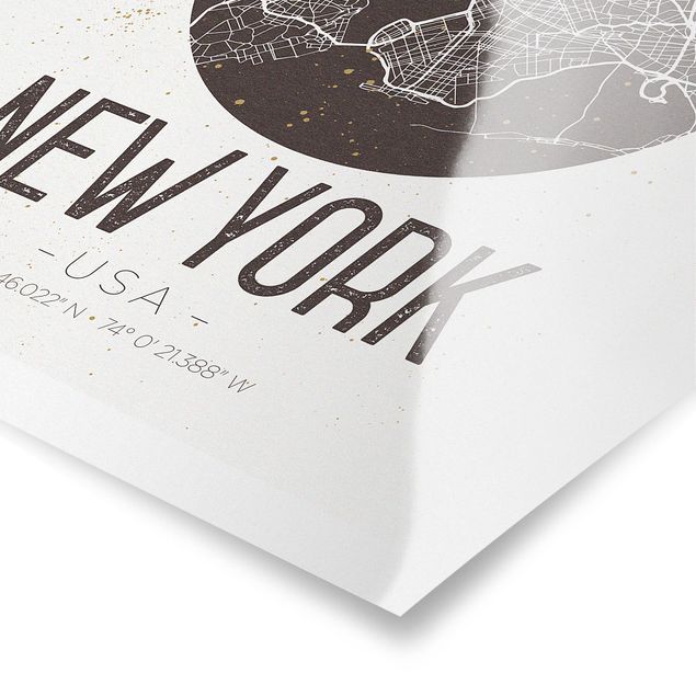 Quadros em marrom New York City Map - Retro