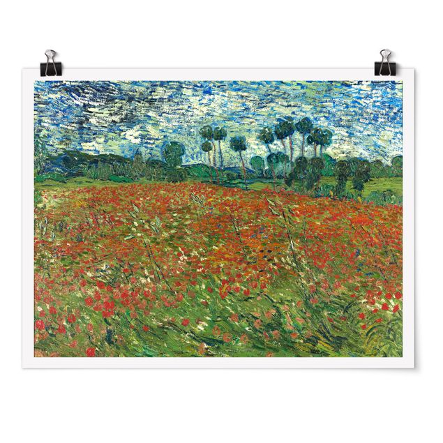 Quadros movimento artístico Pontilhismo Vincent Van Gogh - Poppy Field