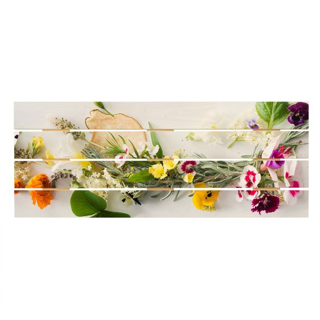 quadros em madeira para decoração Fresh Herbs With Edible Flowers