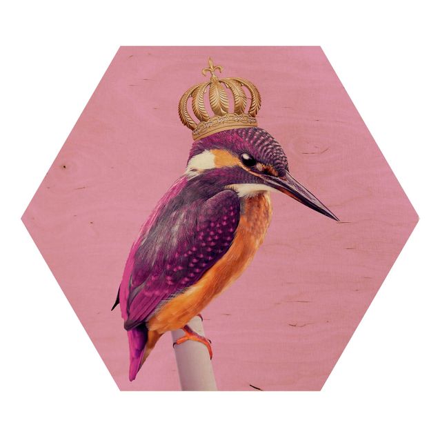 Quadros hexagonais Pink Kingfisher With Crown